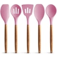 thumbnail image 1 of Zulay Juego De Utensilios De Cocina - Juego De Utensilios De Cocina De Silicona Antiadherente Con Mangos De Madera De Acacia Auténtica - Juego De Utensilios De Cocina De Silicona De 5 Piezas - Juego D, 1 of 1