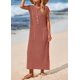 thumbnail image 4 of Vestido de verano KIRUNDO de punto acanalado Henley Maxi Brick Red, 4 of 6