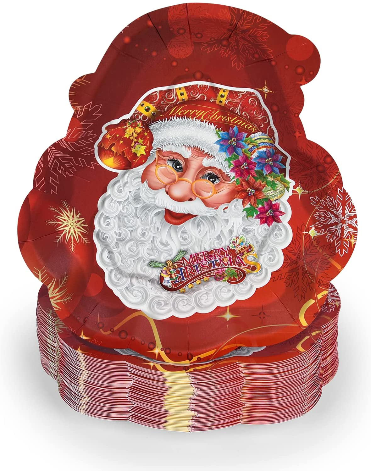 50 Count Christmas Paper Plates Gnome Disposable Dinner Party Plates Oval Holiday Dinnerware for Dessert Salad Appetizer Cookies 