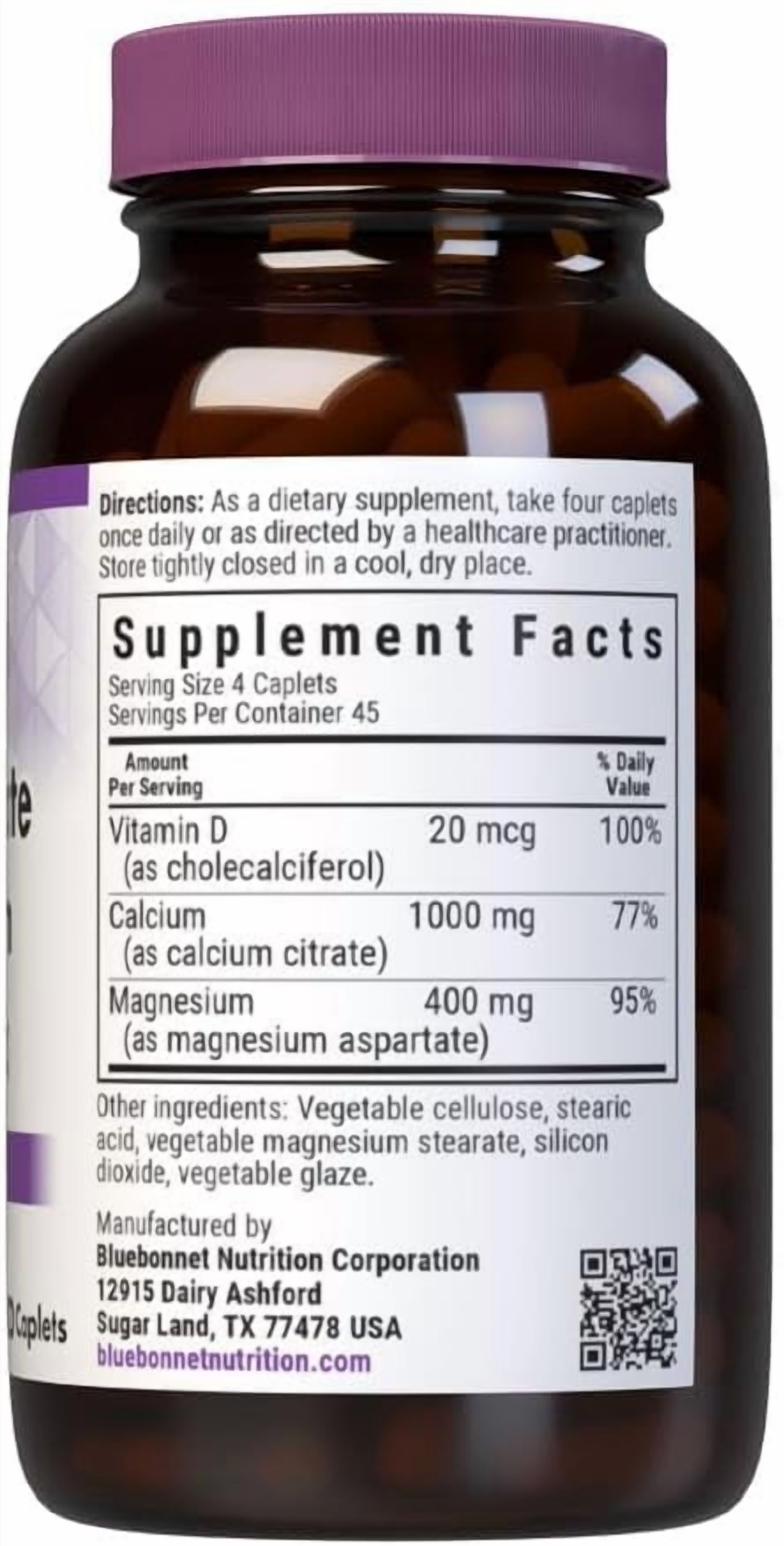 Bluebonnet Calcium Citrate Magnesium Plus Vitamin D3, Bone, Muscle & Relaxation, 180 Caps