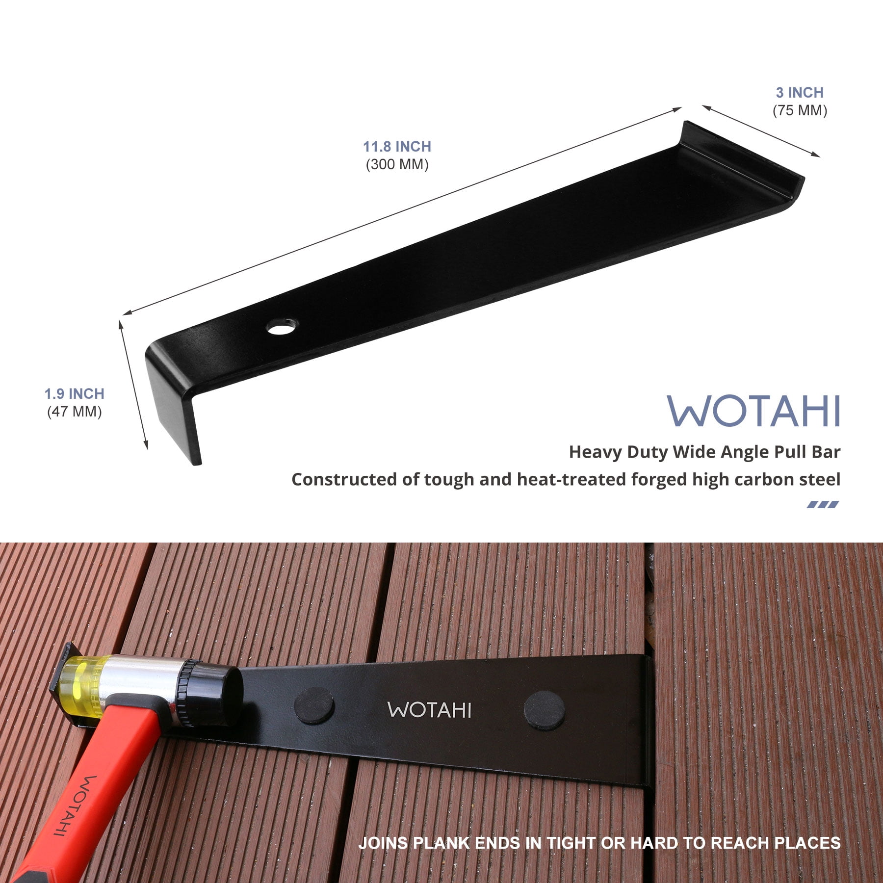 WOTAHI 43-Piece Pro Laminate Flooring Installation Tools Kit - 35 mm Double-Faced Fiberglass Handle Hammer, 40 Floor Spacers, Heavy Duty Pull Bar and Tapping Block for Hardwood, Laminate and Vinyl