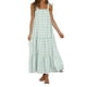 thumbnail image 3 of SAYOO Vestido largo sin mangas para mujer, estampado a cuadros, con lazo, sin espalda, vestido holgado SAYOO S-XL, 3 of 10