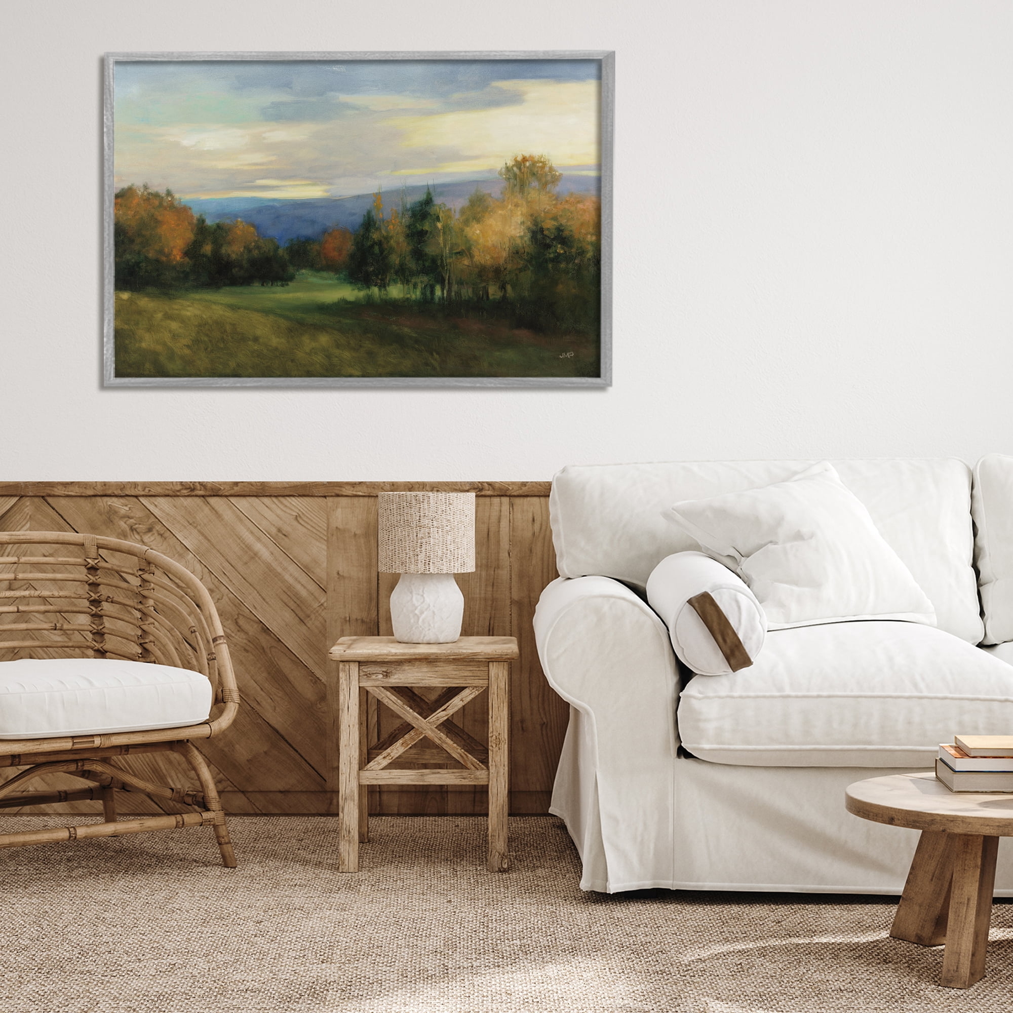 Stupell Industries October Meadow Countryside Gray Framed Giclee Art, design by Julia Purinton