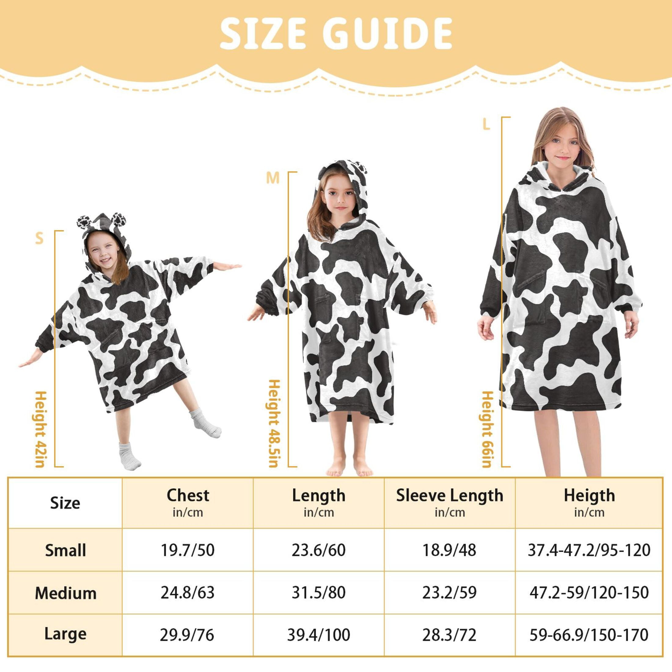 joogoo Wearable Blanket Hoodie for Cow Print Oversized Sherpa Hooded 3-14 YR M