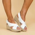 thumbnail image 2 of Women Mid Wedge Espadrilles Sandals Summer Platform Ankle Strap Shoes Size, 2 of 5