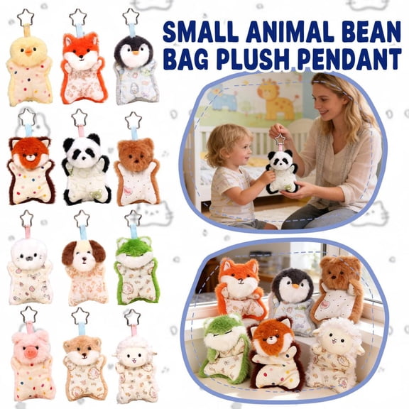 5.9Inch Cute Small Animal Bean Bag Plush Toy, Soft Cuddly Stuffed Doll with Pendant Design, Comforting & Stress-Relieving, Perfect for Snuggling, Decor and Stress Relief for Family, Home & Daily Use