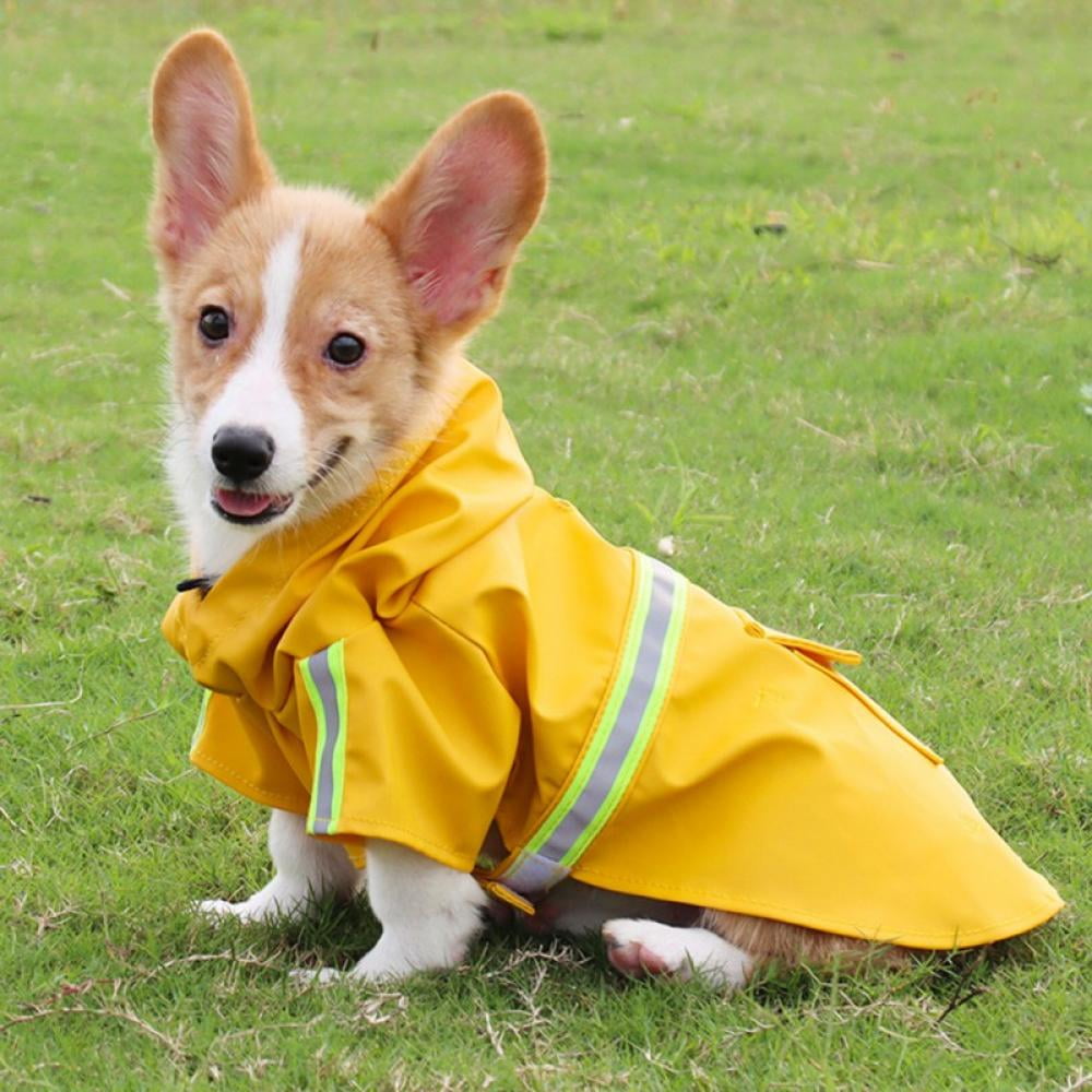 Cutie Pet Dog Raincoat Waterproof Windproof Lightweight Rain Jacke Dog Rain Coat Breathable Rainwear with Safety Reflective for Corgi and Small Dog