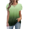 thumbnail image 2 of XYAIXT Women Summer Tops Gradient Color Pleated Fashion Casual Blouses Petal Sleeve T-shirt V Neck Crisscross Strap Tee, 2 of 6
