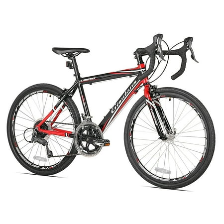 Giordano 24" 700c Libero 16 Speed Lightweight Aluminum Kids Road Bike, Black/Red