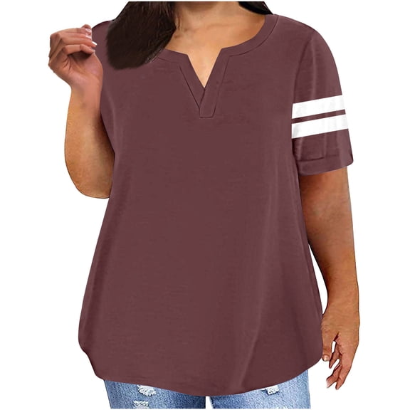 Summer Plus Size Tops for Womens Fashion Plus Size Loose V-Neck Blouse Casual Loose Short Sleeve Blouse Casual Tops
