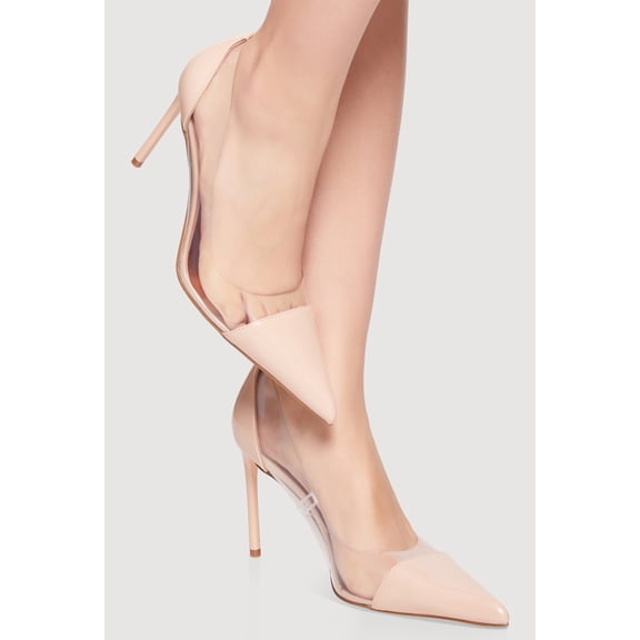 Women's Pointed Toe Clear Side Stiletto Pumps