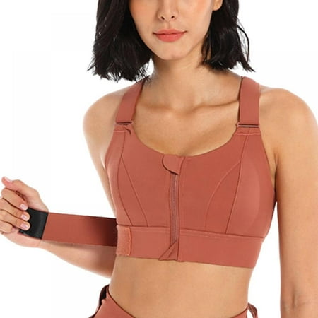 

Valcatch Women s Zip Front Sports Bra High Impact High Support Adjustable Shoulder Straps Cross Back Crop Top