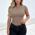 thumbnail image 6 of Otvok Womens T-Shirts Summer Casual Tops Short Sleeve Going Out Crop Tops Round Neck Slim Fitted Basic Tee, 6 of 7