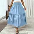 thumbnail image 7 of MIXUE Skirts For Women Summer Solid Color Elastic High Waist A Line Elegant Maxi Skirt Outwear,Blue,L, 7 of 7