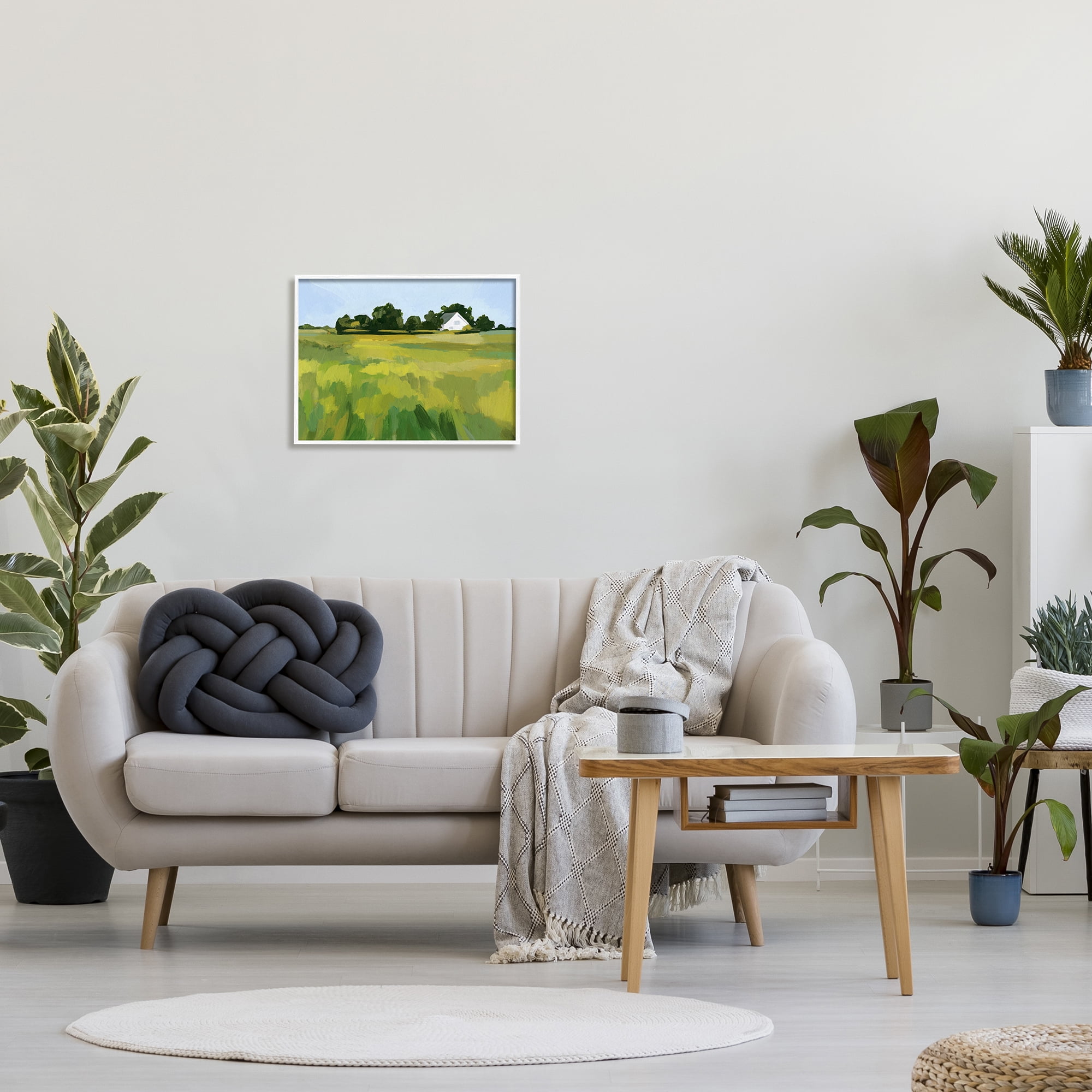 Stupell Countryside Meadow Abstract Painting Landscape Painting White Framed Art Print Wall Art