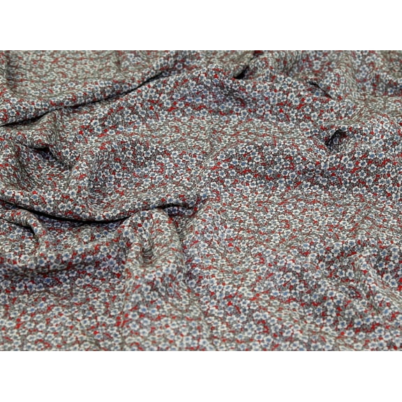 Liberty London Kensington Silk Crepe de Chine Dress Fabric Red Flowers - per yard