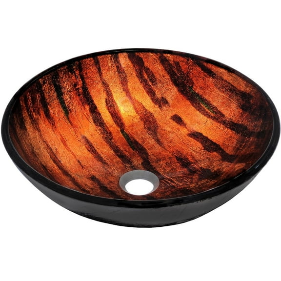 Novatto NOHP-G025 Mimetica Brown, Copper and Black Painted Glass Vessel Sink, 16.5-Inch Diameter