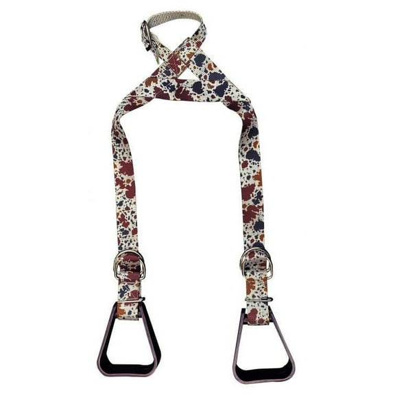 Showman Heavy Duty Nylon Adjustable Buddy Stirrups w/ Cow Print