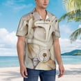 thumbnail image 2 of KLL Men's Hawaiian Shirt Short Sleeve Button Down Beach Shirts-Starfishes On Seashells, 2 of 5