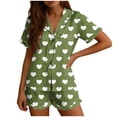 thumbnail image 2 of Blmnix Bamboo Pajamas Pajama Sets for Women 2 Piece 2 Piece Sleepwear Sets Pajama Shorts Collared Green Short Sleeve Cropped Womens Pajama Sets Shorts,S, 2 of 6