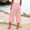 thumbnail image 4 of JIAYUE Women's Pants Solid Color Calf Length Loose High Waist Pocket Comfortable Everyday Wear Casual Bottoms For Women, 4 of 6