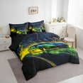 thumbnail image 4 of Feelyou Futuristic Sports Car Twin Bedding Sets 7-Piece, Neon Glowing Lightning Bedding Comforter Set, Teens Kids Boys Girls Reversible Sheet Sets, Ultra Soft Bedroom Decor, 4 of 8