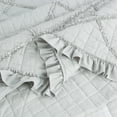 thumbnail image 4 of Marina Decoration Lush Ruffled Textured Shabby Chic Stitching Coverlet Bedspread Ultra Soft Solid Summer Embroidered Quilt Set with Quilted Shams, Grey Color, 4 of 6