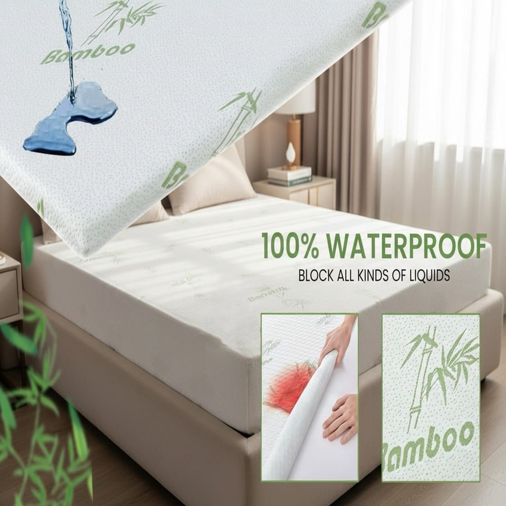 Premium Bamboo & Terry Cloth Fitted Mattress Leak Protector (80" x 60")