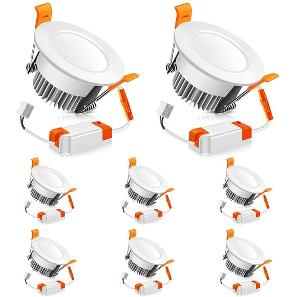 2 Inch LED Recessed Lighting Dimmable Downlight 3W(35W Halogen Equivalent) 6500K Daylight White CRI80 LED Ceiling Light with LED Driver for Living Room Hallway Stairwell Museum Showroom 8 Pack