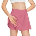 thumbnail image 2 of Girls Golf Skirt, Athletic Tennis Skirts with Shorts Solid Color High Waisted Skorts for Workout Knit Skirt Outfits 11Y, 2 of 9