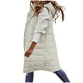 thumbnail image 4 of iOPQO Puffer Vest Womens Long Puffer Vest Zip Jacket Women Parkas for Women Hooded Vest Women Warm Clothes for Women Winter Outfits for Women White 4XL, 4 of 9