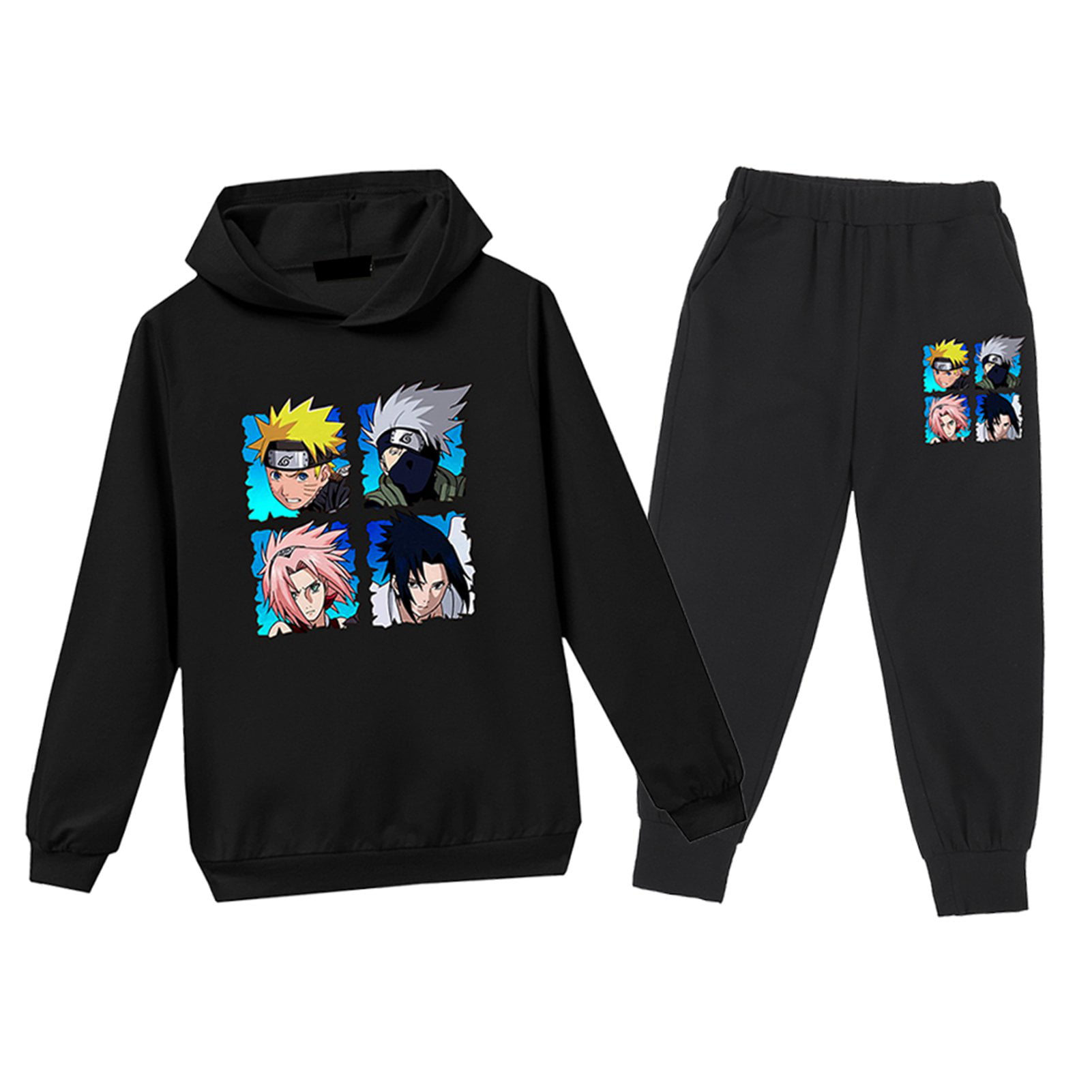 1-9T Kids Boys Girls Solid Tracksuit Outfit Hooded Zipper Sweatshirt Jacket+Sweatpants 2pcs Sport Clothes Set 