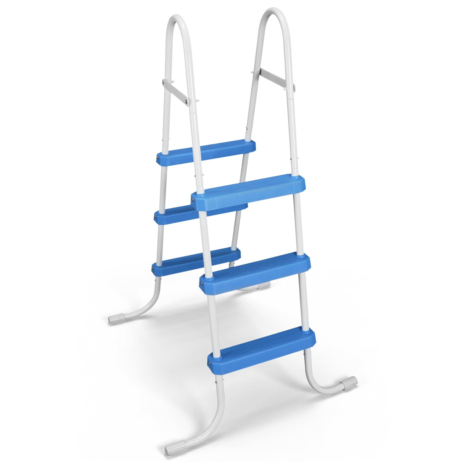 Ktaxon 3-Step 43" Steel Above Ground Pool Ladder, Heavy Duty Non-Slip, White Frame & Blue Steps