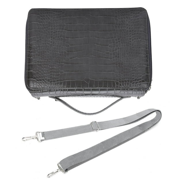 252 Holes Colored Pencil Case Large Capacity Portable PU Storage Bag (Grey)