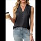 thumbnail image 1 of Camiseta Sin Mangas de Verano para Mujer, de Satén de Seda, con Cuello en V, Informal, de Negocios, Color Negro, Talla XL, 1 of 7