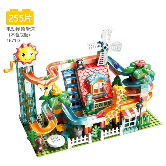 Fele Creative Electric Spiral Loop Slide Building Blocks Compatible with Lego Large Particle Orbital Ball Children‘s Assembled Toys