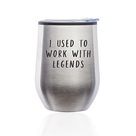 

Stemless Wine Tumbler Coffee Travel Mug Glass with Lid I Used To Work With Legends Going Away Gift For Coworker New Job Funny (Silver)
