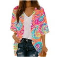 thumbnail image 2 of Purcolt Women's Hawaii Kimono Cardigans Lightweight Casual 3/4 Sleeve Loose Open Front Cardigans Summer Beach Cover up Tops, 2 of 7