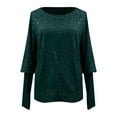 thumbnail image 4 of womens tops Style Loose Long Sleeved Sequin Crewneck Top T Shirt, 4 of 5