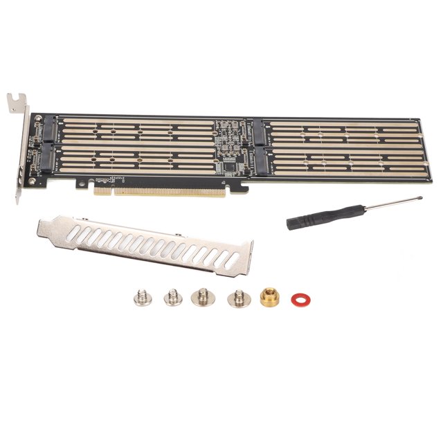 Tarjeta adaptadora PCI‑E X16 Tarjeta convertidora de expansión de 4 discos con chasis en blanco Destornillador para dispositivo SSD M.2 PCI‑E