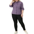 thumbnail image 2 of Agnes Orinda Women's Plus Size Jean Jacket Stitching Button Washed Denim Outerwear Coat 2X Purple, 2 of 6