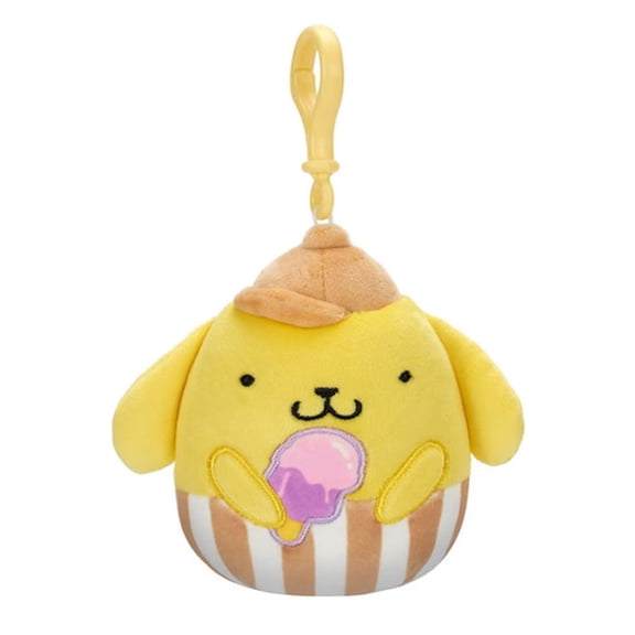 Squishmallows 3.5" Clip-On Hello Kitty Pompompurin Holding Ice Cream