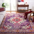 thumbnail image 2 of Safavieh Monaco Collection MNC243P Boho Chic Medallion Distressed Non-Shedding Stain Resistant Living Room Bedroom Area Rug, 6'7" x 6'7" Square, Violet / Fuchsia, 2 of 5