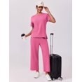 thumbnail image 6 of Pinspark 2 Piece Sets for Women Soft Short Sleeve Tracksuit Wide Leg Pants Lounge Matching Set Travel Summer Outfits, 6 of 6