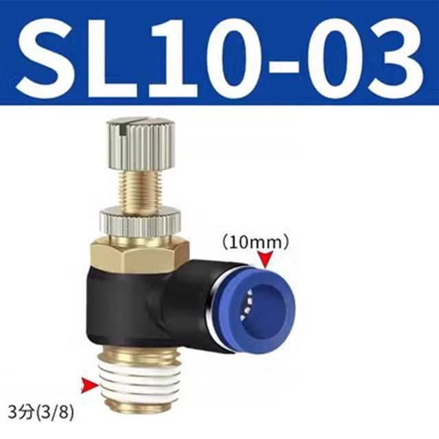 Sl Pneumatic Flow Control Valve Push Fit Air Regulating Throttle 4 6 8 10 12mm Sl10-03