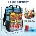 thumbnail image 2 of Large Waterproof Insulated Cooler Backpack, 40 Cans Double Deck Leak Proof Cooler Backpack with Padded Top Handle, Mesh Pocket for Camping BBQ Picnic, Blue, 2 of 12