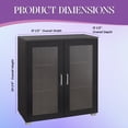 thumbnail image 3 of Kings Brand Furniture Wood Curio Accent Cabinet with 2 Frosted Glass Doors, 3 Inner Shelves, Black, 3 of 7