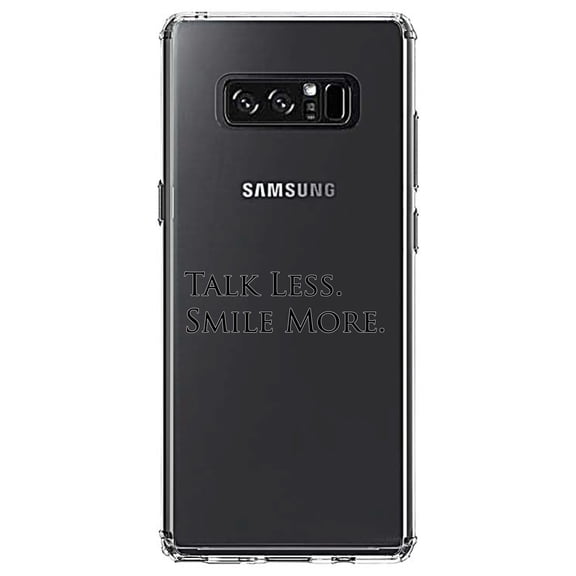 DistinctInk Clear Shockproof Hybrid Case for Samsung Galaxy Note 8 - TPU Bumper Acrylic Back Tempered Glass Screen Protector - Talk Less. Smile More. Hamilton