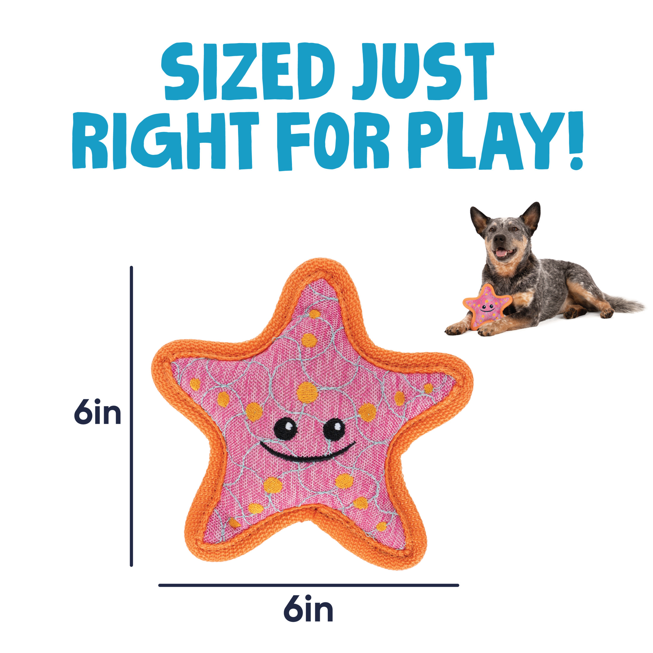 goDog Tough Guard Shelby Starfish Squeaky Dog Toy with Chew Guard Technology, Reinforced Seams for Stronger & Longer Play, Pink, Small