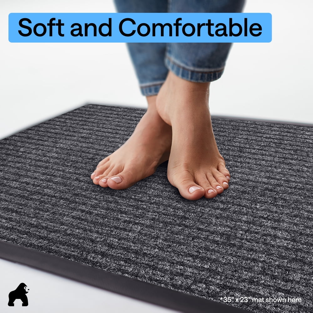 GORILLA GRIP Door Mat, Waterproof, Traffic Guard Commercial Office Doormat, 72x48, Charcoal Gray